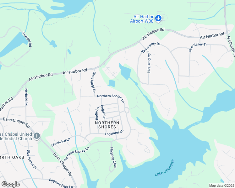map of restaurants, bars, coffee shops, grocery stores, and more near 804 Northern Shores Lane in Greensboro