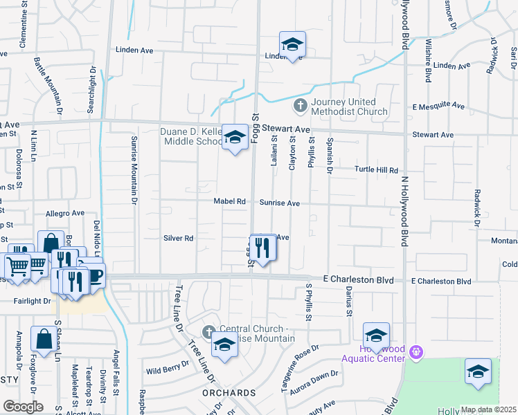 map of restaurants, bars, coffee shops, grocery stores, and more near 212 Fogg Street in Las Vegas
