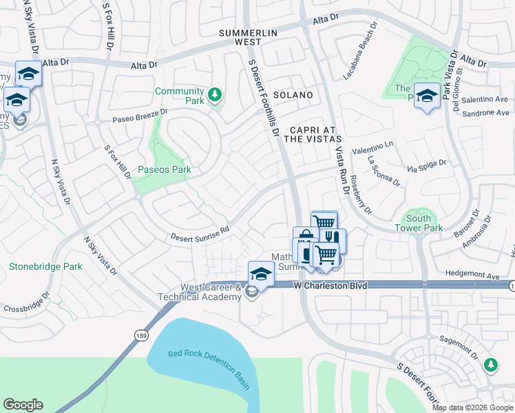 map of restaurants, bars, coffee shops, grocery stores, and more near 11850 Tevare Lane in Las Vegas