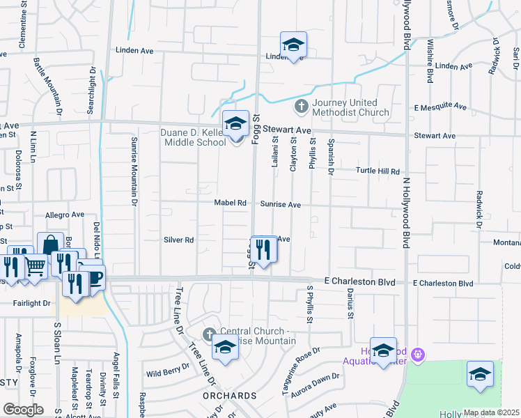 map of restaurants, bars, coffee shops, grocery stores, and more near 212 Fogg Street in Las Vegas