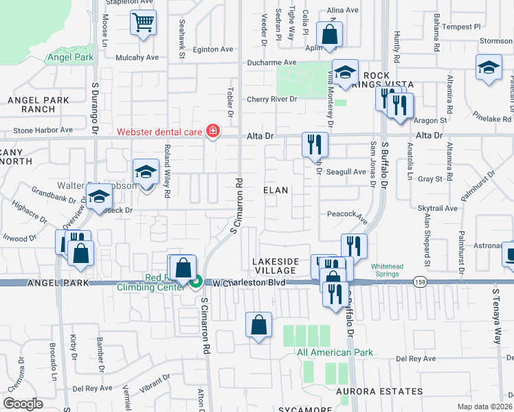 map of restaurants, bars, coffee shops, grocery stores, and more near 8001 Tribal Circle in Las Vegas