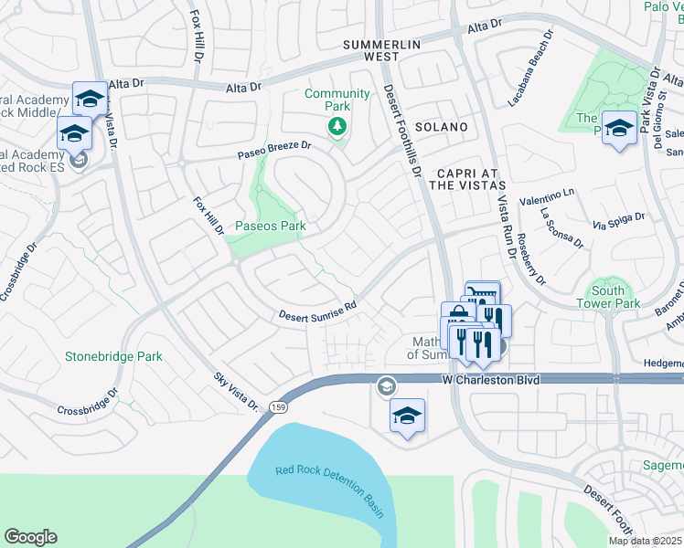 map of restaurants, bars, coffee shops, grocery stores, and more near 841 South Colina Alta Place in Las Vegas