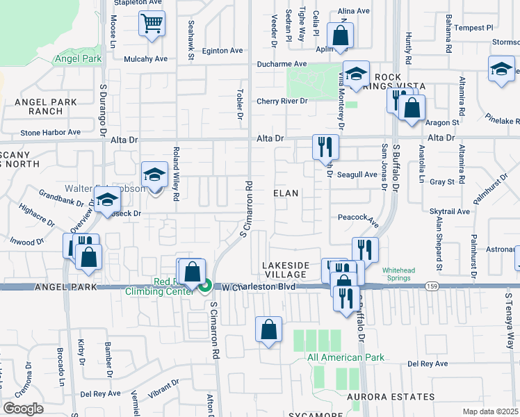 map of restaurants, bars, coffee shops, grocery stores, and more near 8013 Tribal Circle in Las Vegas