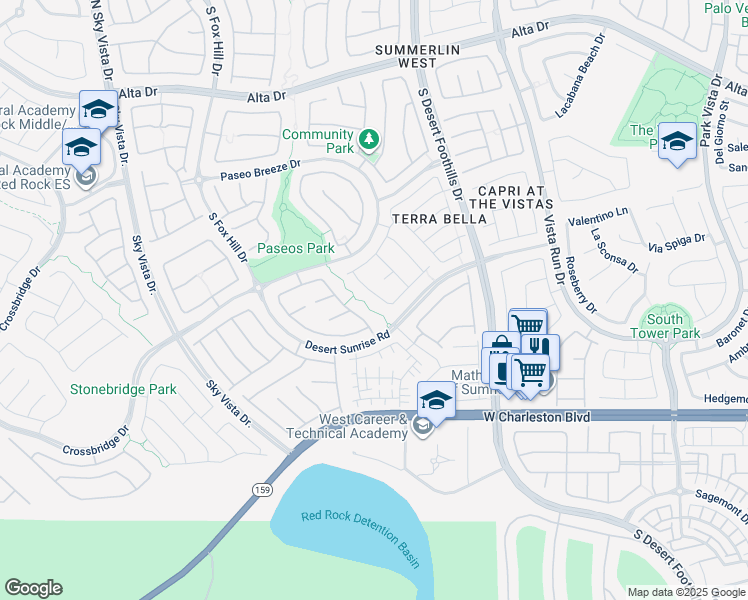 map of restaurants, bars, coffee shops, grocery stores, and more near 841 South Colina Alta Place in Las Vegas