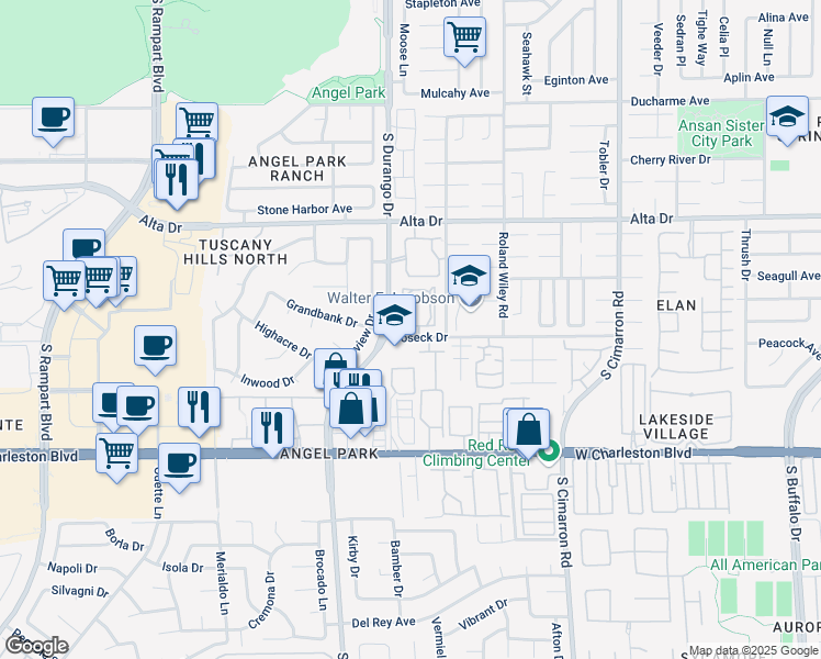 map of restaurants, bars, coffee shops, grocery stores, and more near 8452 Boseck Drive in Las Vegas