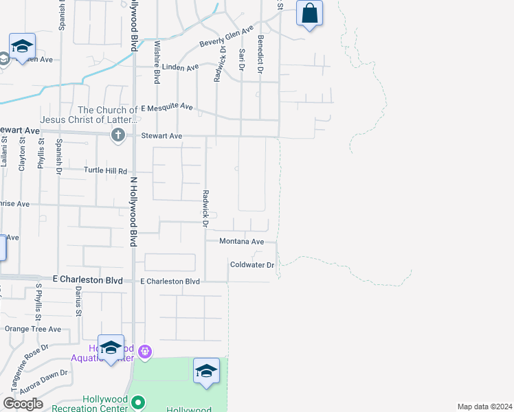 map of restaurants, bars, coffee shops, grocery stores, and more near Peaceful Street in Sunrise Manor