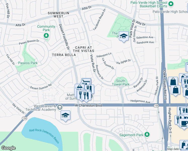 map of restaurants, bars, coffee shops, grocery stores, and more near 912 South Percy Arms Street in Las Vegas