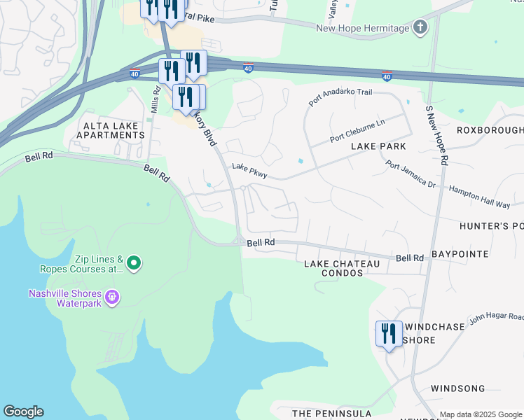 map of restaurants, bars, coffee shops, grocery stores, and more near 6001 Old Hickory Blvd in Hermitage