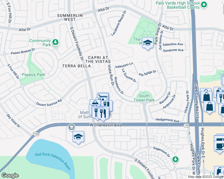 map of restaurants, bars, coffee shops, grocery stores, and more near 912 South Percy Arms Street in Las Vegas