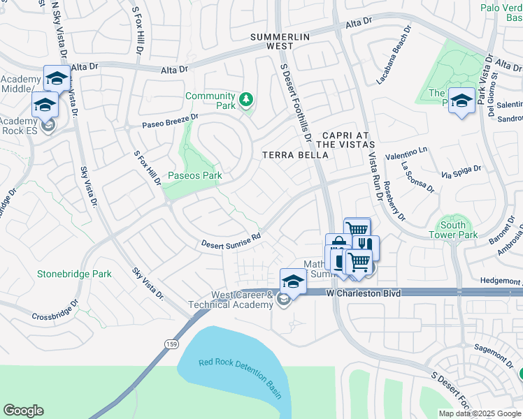 map of restaurants, bars, coffee shops, grocery stores, and more near 856 South Colina Alta Place in Las Vegas