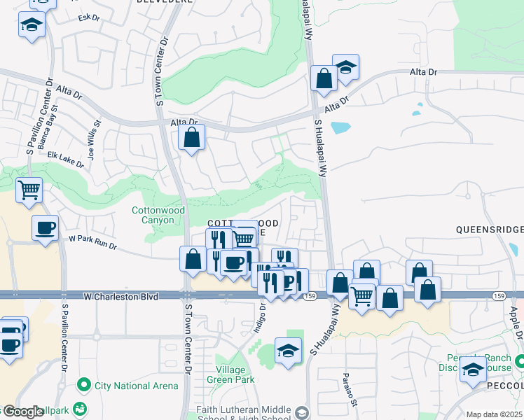 map of restaurants, bars, coffee shops, grocery stores, and more near 10188 Birch Bluff Lane in Las Vegas