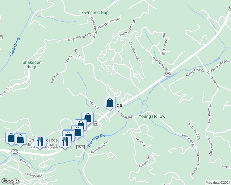 map of restaurants, bars, coffee shops, grocery stores, and more near 213 Hawks Bill Drive in Banner Elk