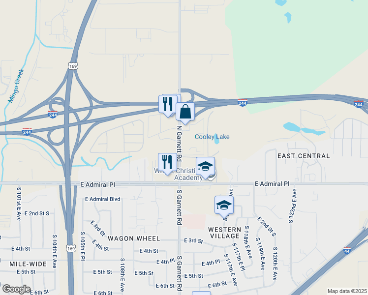 map of restaurants, bars, coffee shops, grocery stores, and more near 139 North Garnett Road in Tulsa