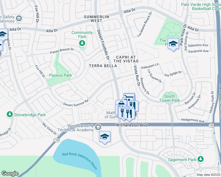 map of restaurants, bars, coffee shops, grocery stores, and more near 825 Canterra Street in Las Vegas