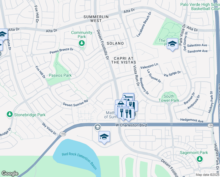 map of restaurants, bars, coffee shops, grocery stores, and more near 820 Canterra Street in Las Vegas