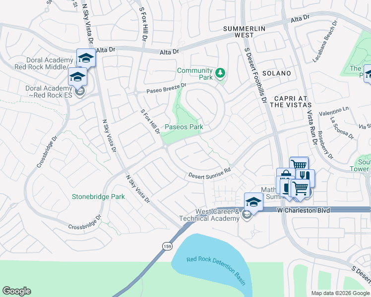 map of restaurants, bars, coffee shops, grocery stores, and more near 12125 Vista Linda Avenue in Las Vegas