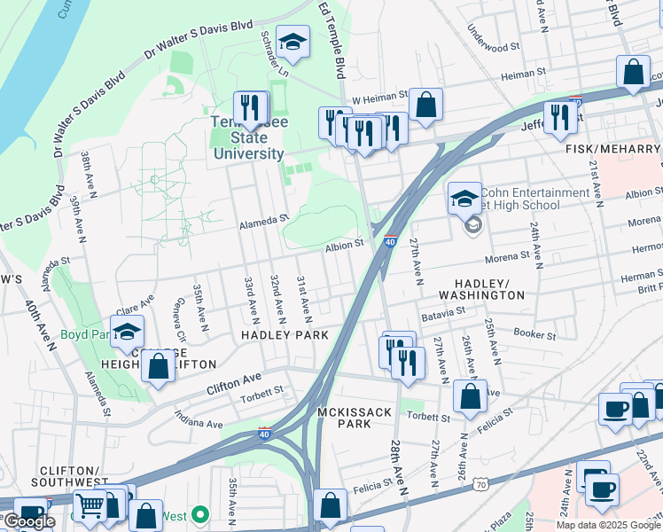map of restaurants, bars, coffee shops, grocery stores, and more near 928 30th Avenue North in Nashville