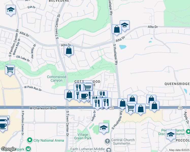 map of restaurants, bars, coffee shops, grocery stores, and more near 10184 Birch Bluff Lane in Las Vegas
