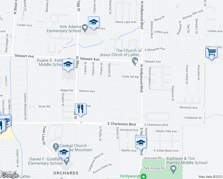 map of restaurants, bars, coffee shops, grocery stores, and more near 204 Spanish Drive in Las Vegas