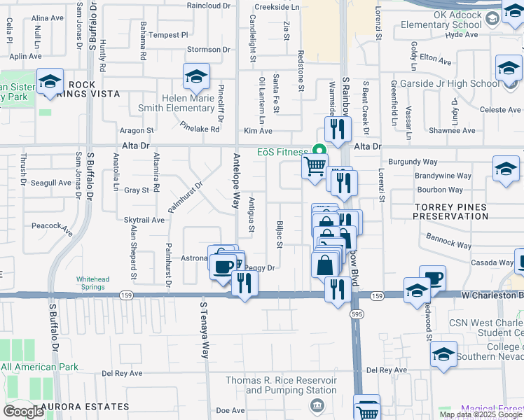 map of restaurants, bars, coffee shops, grocery stores, and more near 804 Vincent Way in Las Vegas