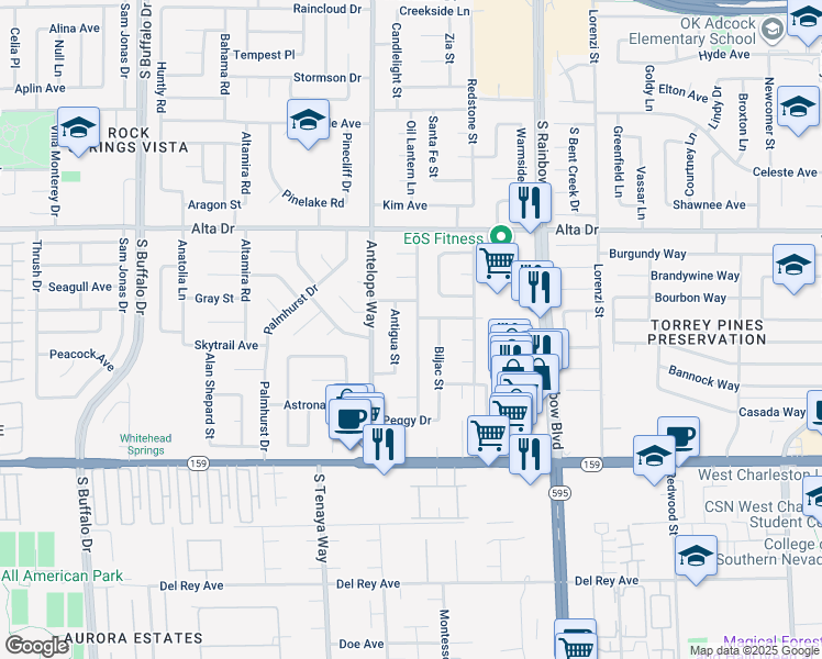 map of restaurants, bars, coffee shops, grocery stores, and more near 804 Vincent Way in Las Vegas