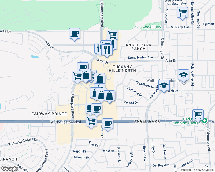 map of restaurants, bars, coffee shops, grocery stores, and more near 8791 Alta Drive in Las Vegas