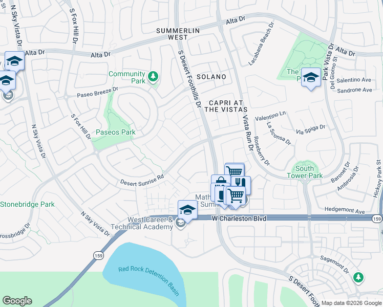 map of restaurants, bars, coffee shops, grocery stores, and more near 11850 Tevare Lane in Las Vegas