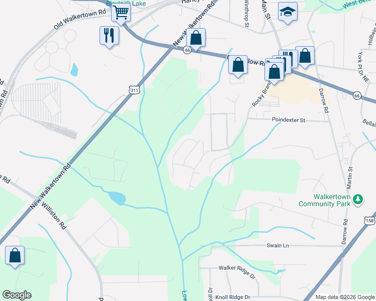 map of restaurants, bars, coffee shops, grocery stores, and more near 2797 Chari Park Lane in Walkertown