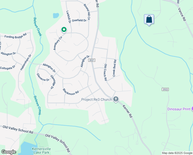 map of restaurants, bars, coffee shops, grocery stores, and more near 1525 Kerner Road in Kernersville