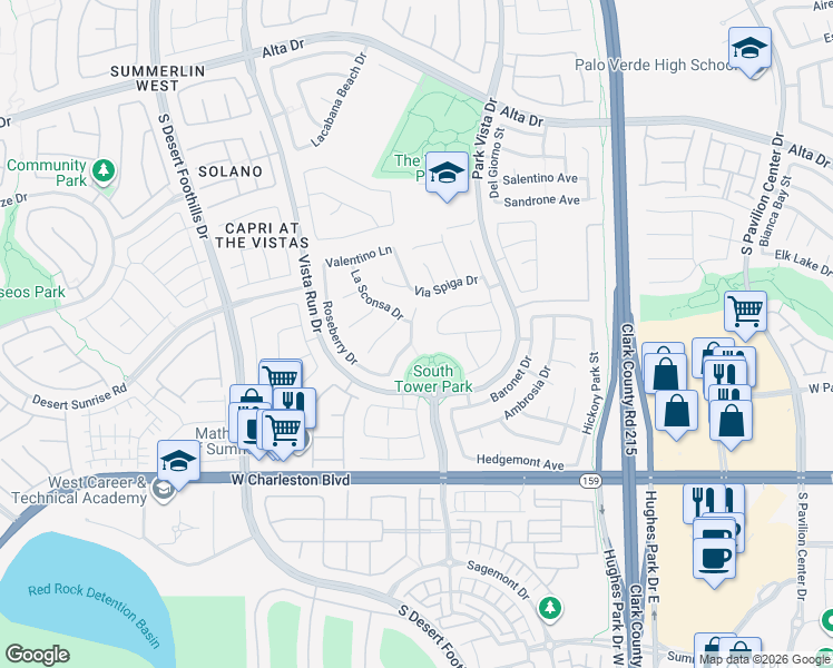 map of restaurants, bars, coffee shops, grocery stores, and more near 914 Armandito Drive in Las Vegas