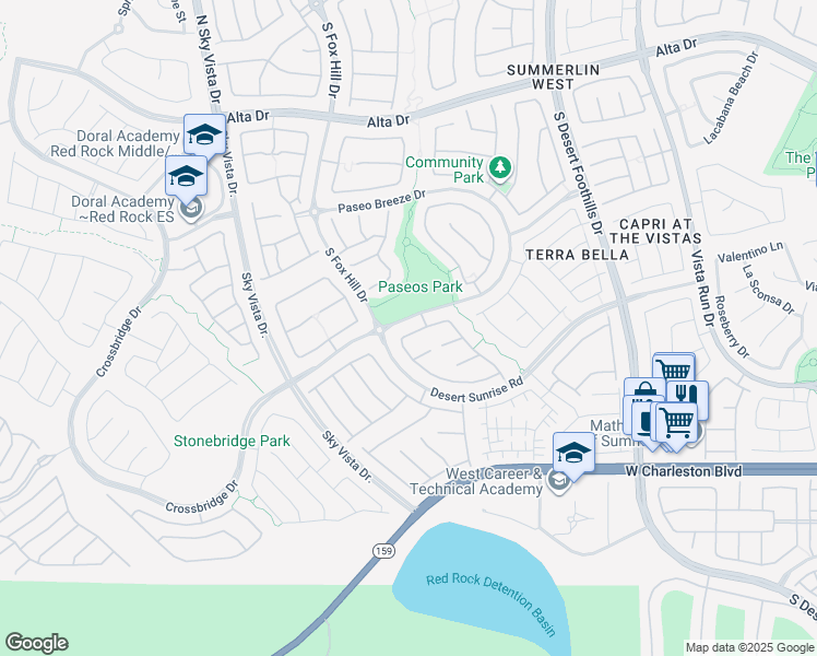 map of restaurants, bars, coffee shops, grocery stores, and more near 12132 Vista Linda Avenue in Las Vegas