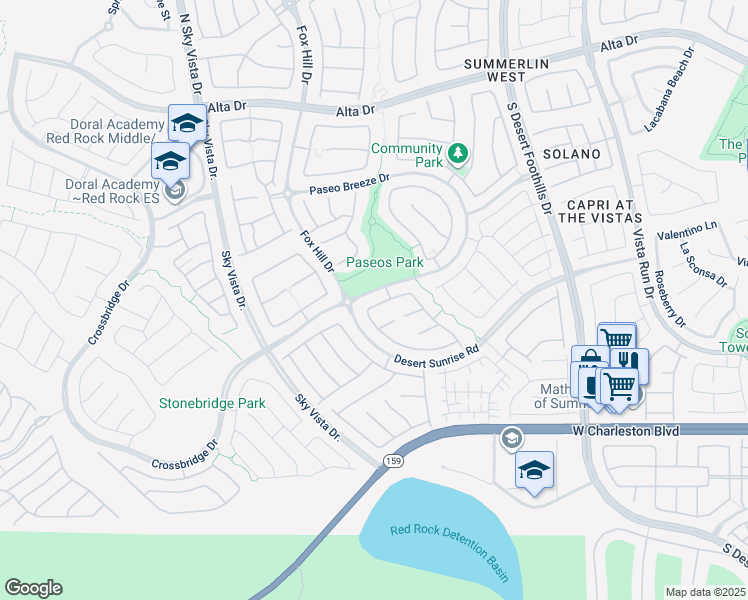 map of restaurants, bars, coffee shops, grocery stores, and more near 12132 Vista Linda Avenue in Las Vegas