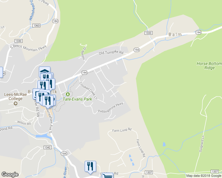 map of restaurants, bars, coffee shops, grocery stores, and more near 376 Dogwood Road in Banner Elk