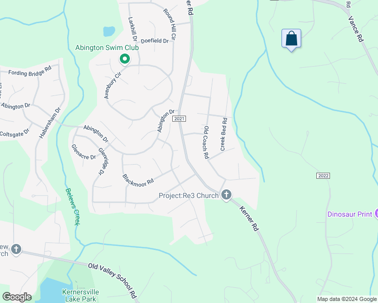map of restaurants, bars, coffee shops, grocery stores, and more near 1525 Kerner Road in Kernersville