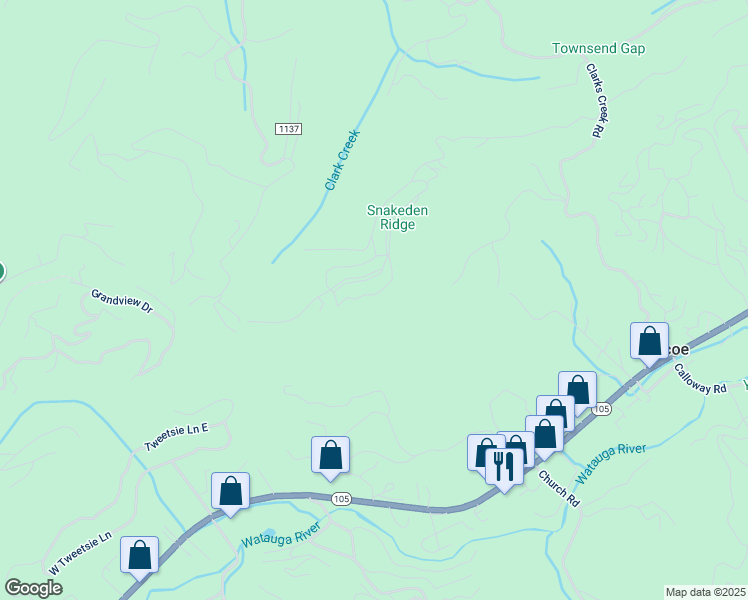map of restaurants, bars, coffee shops, grocery stores, and more near 221 Whispering Woods Lane in Banner Elk