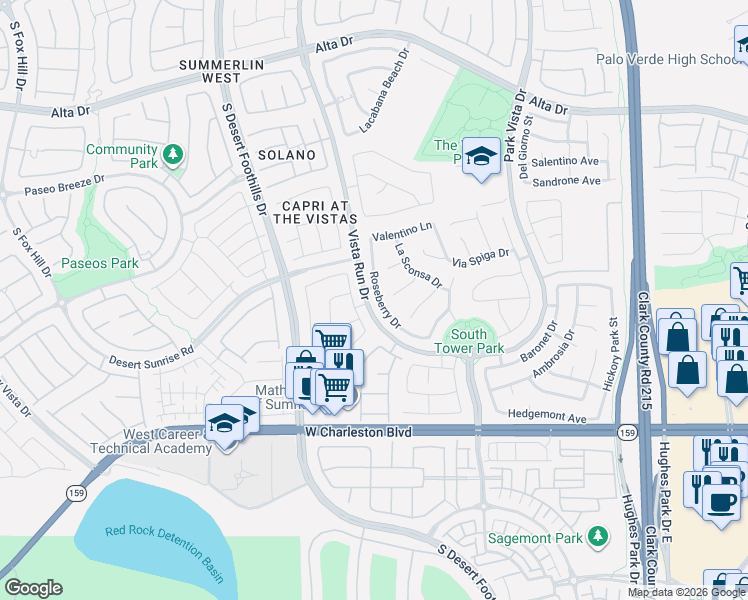 map of restaurants, bars, coffee shops, grocery stores, and more near 914 Roseberry Drive in Las Vegas