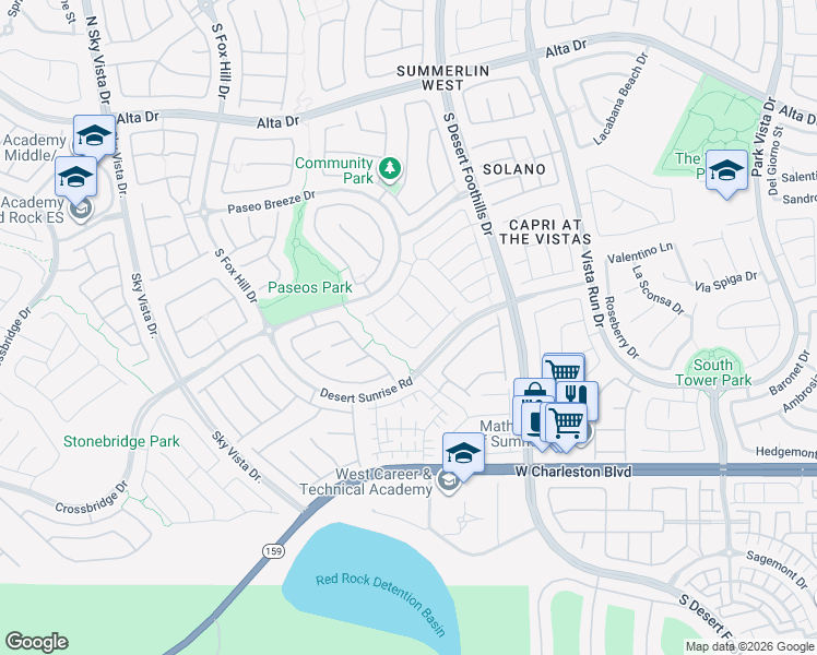 map of restaurants, bars, coffee shops, grocery stores, and more near 828 South Colina Alta Place in Las Vegas