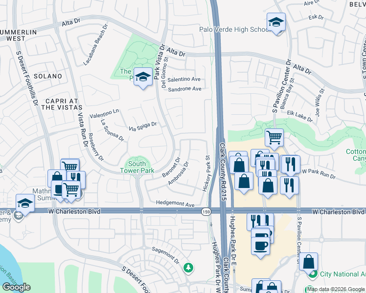 map of restaurants, bars, coffee shops, grocery stores, and more near 920 Baronet Drive in Las Vegas