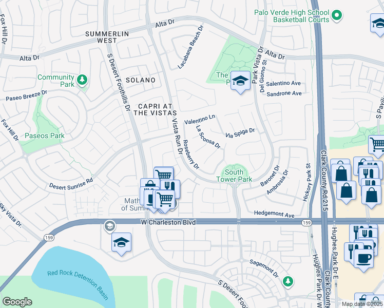 map of restaurants, bars, coffee shops, grocery stores, and more near 914 Roseberry Dr in Las Vegas