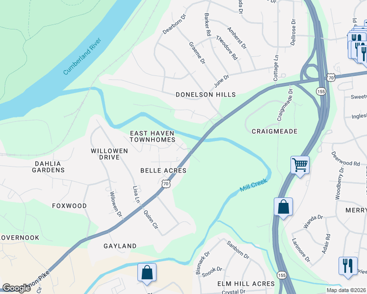 map of restaurants, bars, coffee shops, grocery stores, and more near 2120 Lebanon Pike in Nashville
