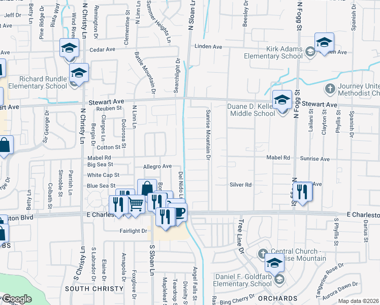 map of restaurants, bars, coffee shops, grocery stores, and more near 5931 Tamara Costa Court in Las Vegas