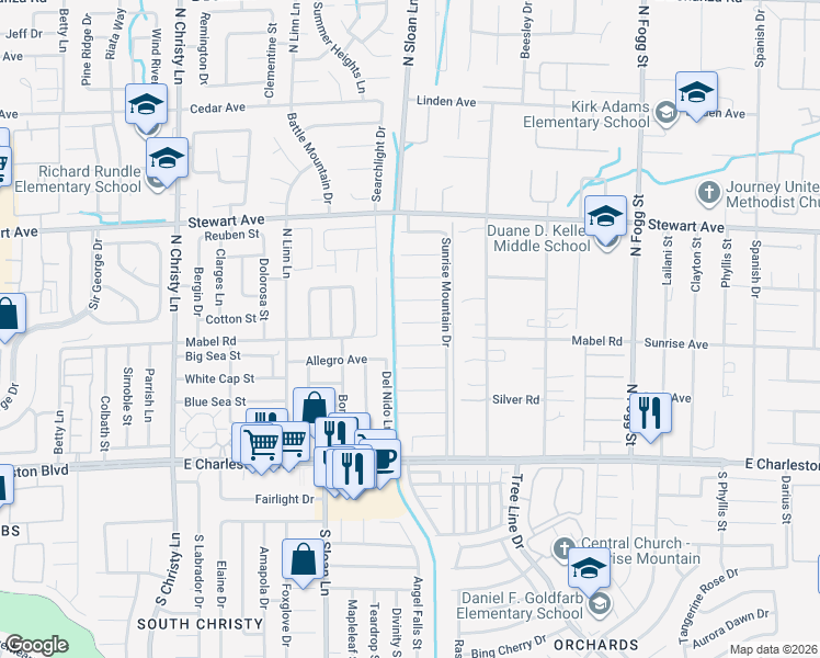 map of restaurants, bars, coffee shops, grocery stores, and more near 5931 Tamara Costa Court in Las Vegas