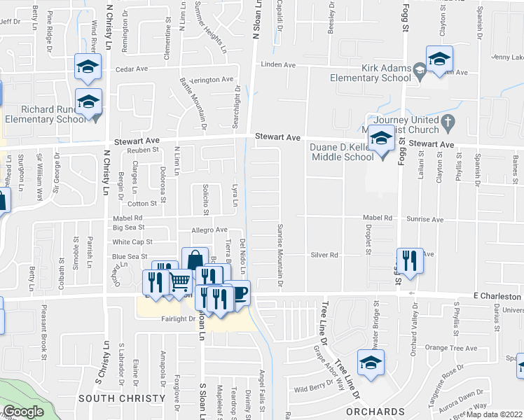 map of restaurants, bars, coffee shops, grocery stores, and more near 5931 Tamara Costa Court in Las Vegas