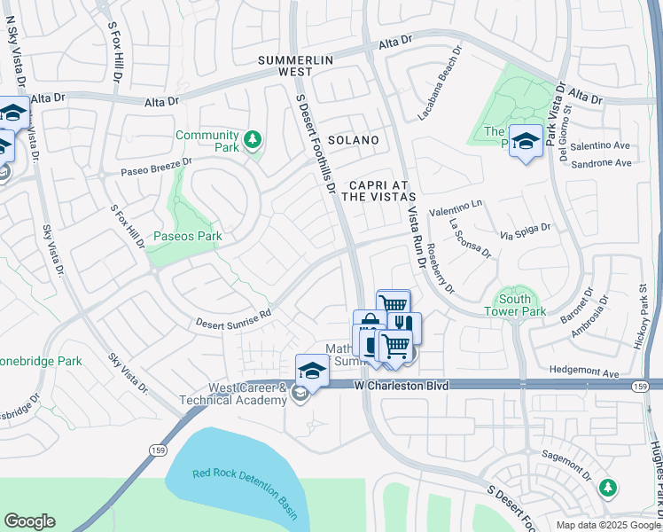 map of restaurants, bars, coffee shops, grocery stores, and more near 820 Canterra Street in Las Vegas