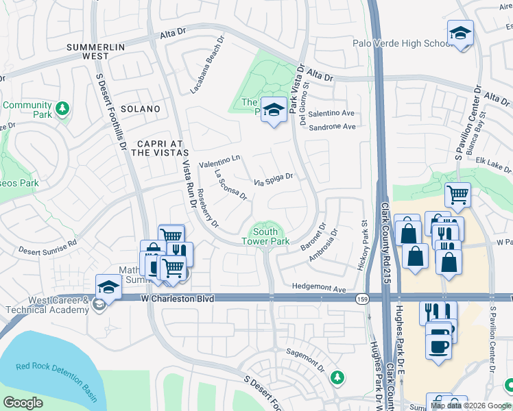 map of restaurants, bars, coffee shops, grocery stores, and more near 906 Armandito Drive in Las Vegas