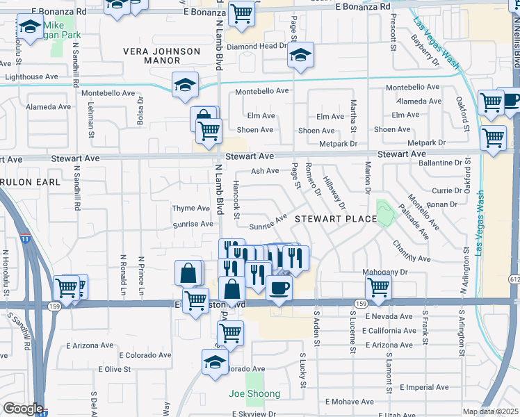 map of restaurants, bars, coffee shops, grocery stores, and more near 4437 Isabella Avenue in Las Vegas