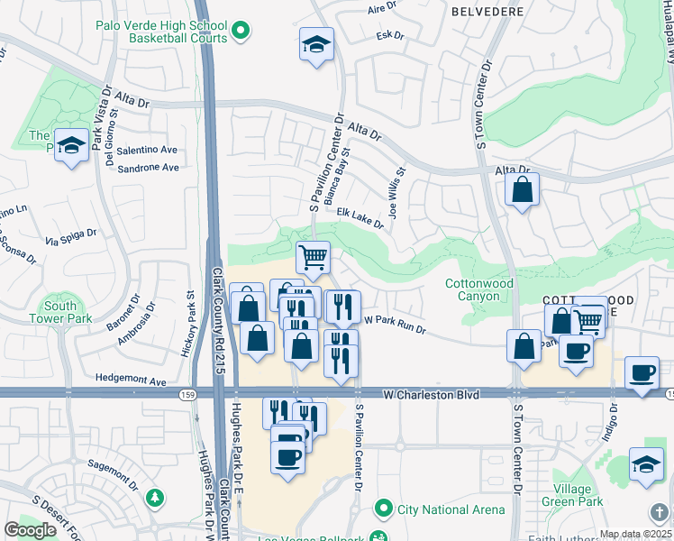 map of restaurants, bars, coffee shops, grocery stores, and more near 10810 Ultima Court in Las Vegas