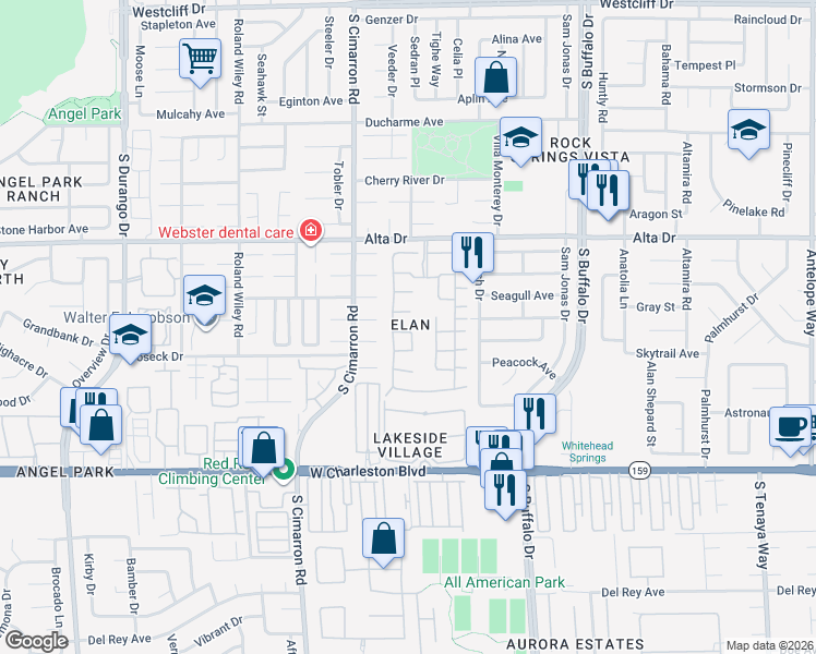 map of restaurants, bars, coffee shops, grocery stores, and more near 7904 Fossil Creek Lane in Las Vegas