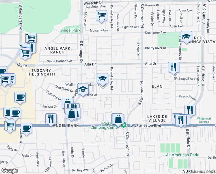 map of restaurants, bars, coffee shops, grocery stores, and more near 8400 Boseck Drive in Las Vegas