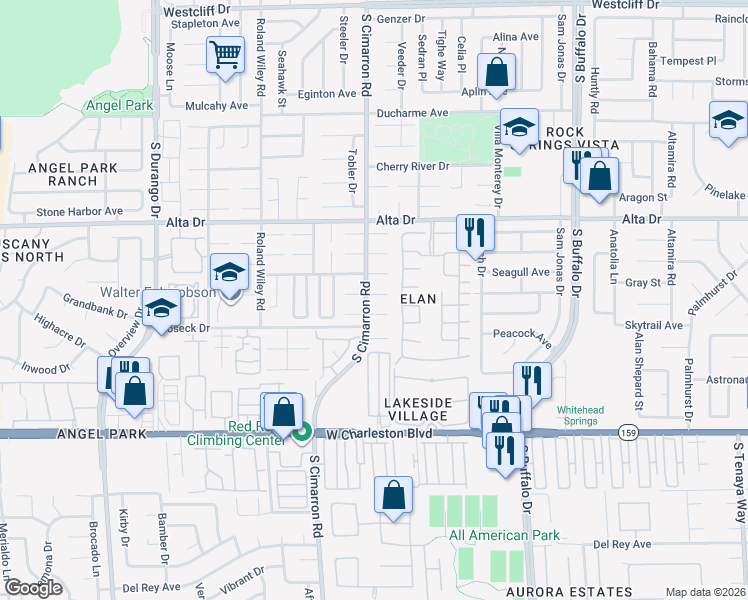 map of restaurants, bars, coffee shops, grocery stores, and more near 8021 Redskin Circle in Las Vegas
